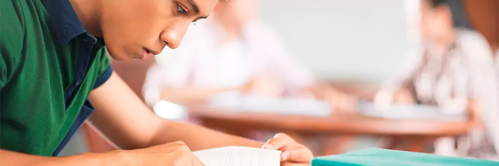 Estudante lendo livro