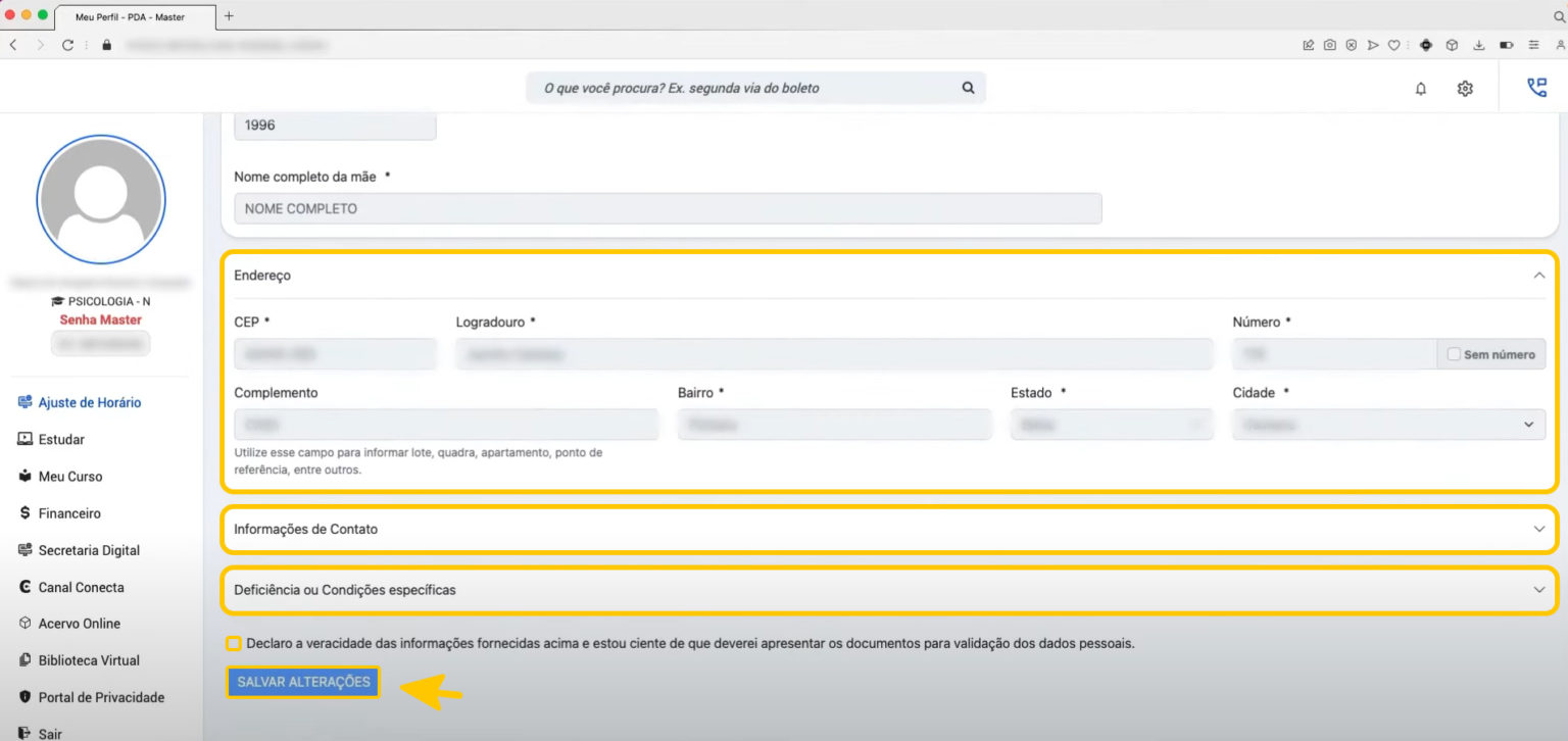 Quais são os passos necessários para o primeiro acesso ao Portal do Aluno?